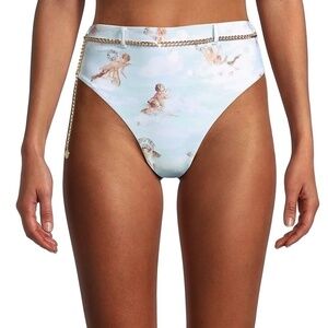 NWT weworewhat gold belted Emily cherub & clouds printed bottom size S